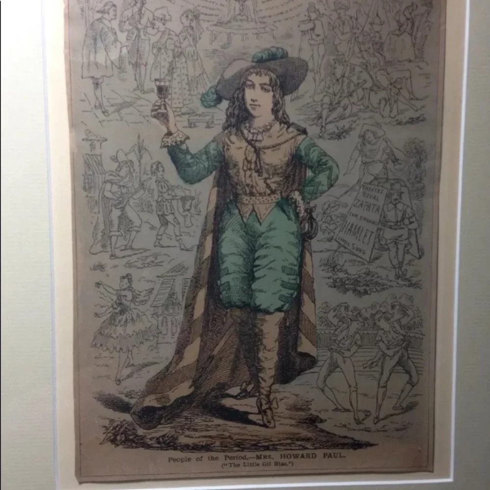 VTG Framed Print Mrs.‎ Howard Paul  Actress 1871